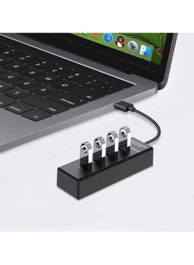 روهز مقبس USB 3.0 بدوائر 4، مُحوِّل كابل 480 ميجابت/ثانية، لون أسود - Image 5